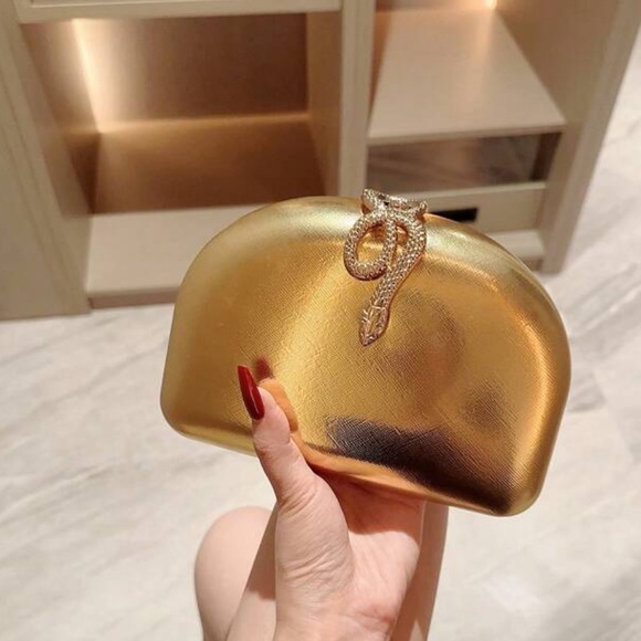 Gold Clutch with Snake Accent